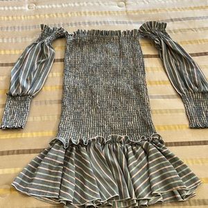 Off the shoulder ruffle dress multi color